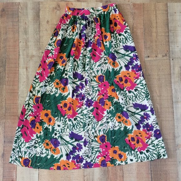 Vera Neumann Vivid Floral Long Skirt - Picture 1 of 14